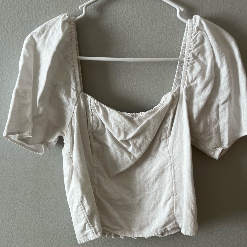 Abercrombie White Puff Sleeve Women's Top